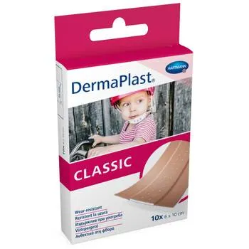 Plasturi cu suport textil, 6 x 10 cm, 10 buc, Dermaplast