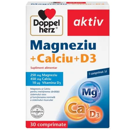 Magneziu + Calciu + D3, 30 comprimate, Doppelherz