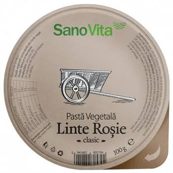 Pasta vegetala tartinabila din linte rosie clasica, 100g, SanoVita