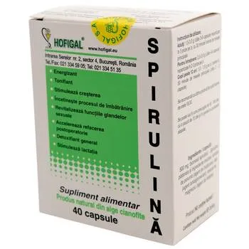 Spirulina 500mg, 40 capsule, Hofigal