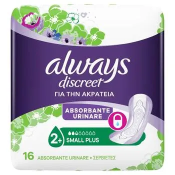 Absorbante pentru incontinenta urinara Discreet Pads Small+, 16 bucati, Always