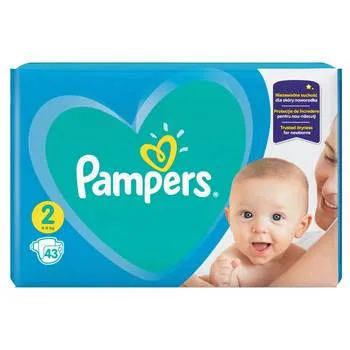 Scutece New Baby, Marimea2, 4-8kg, 43bucati, Pampers