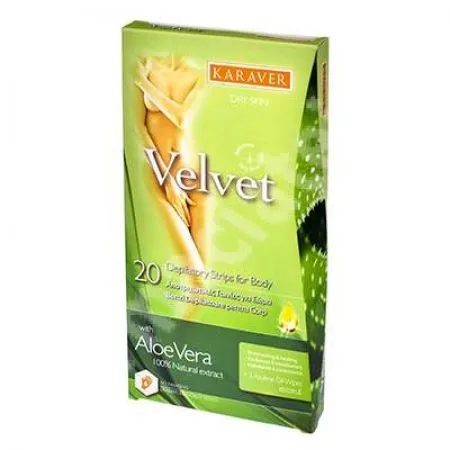 Benzi depilatoare pentru corp cu aloe vera Velvet, 20 bucati, Karaver