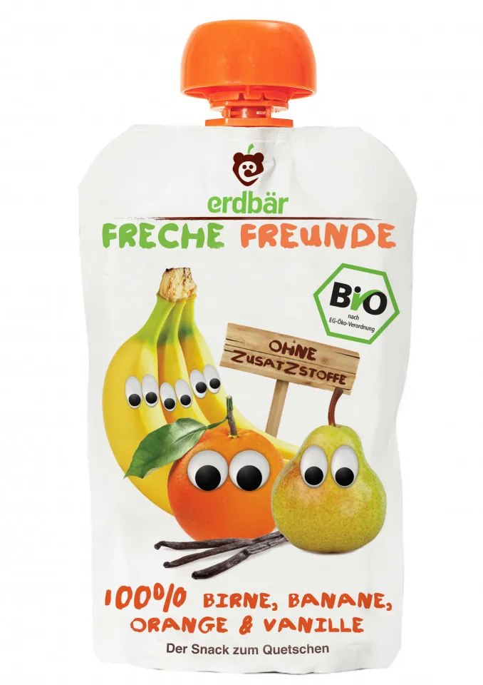 Piure cu pere, banane, portocale si vanilie bio, 100g, Erdbar