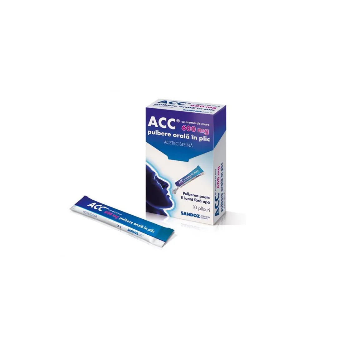 ACC cu aroma de mure 600 mg pulbere orala, 10 plicuri, Sandoz