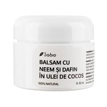 Balsam cu Neem si Dafin in ulei de cocos, 30ml, Sabio