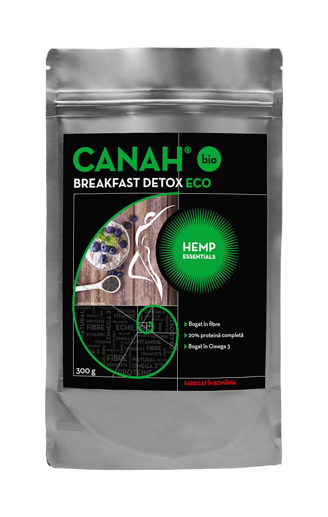 Fibre Breakfast Detox seminte canepa Eco x 300g (Canah)