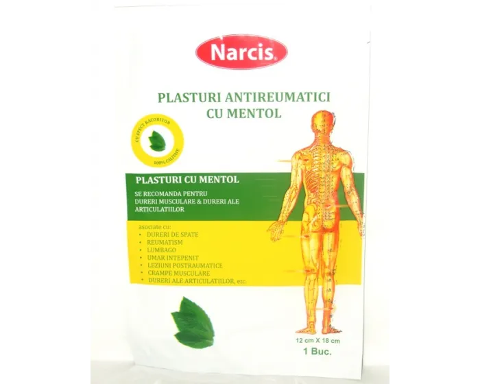 Plasture antireumatic cu mentol 12 cm x 18 cm, 1 bucata, NARCIS