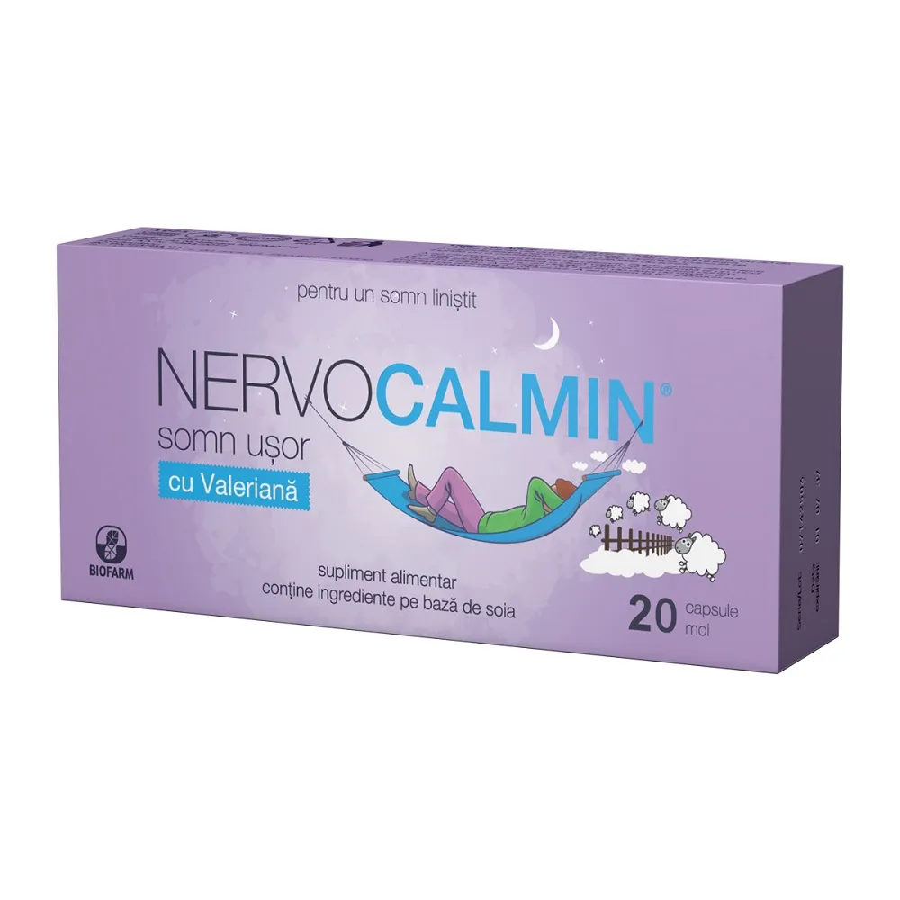 Nervocalmin Somn usor cu valeriana, 20 capsule, Biofarm