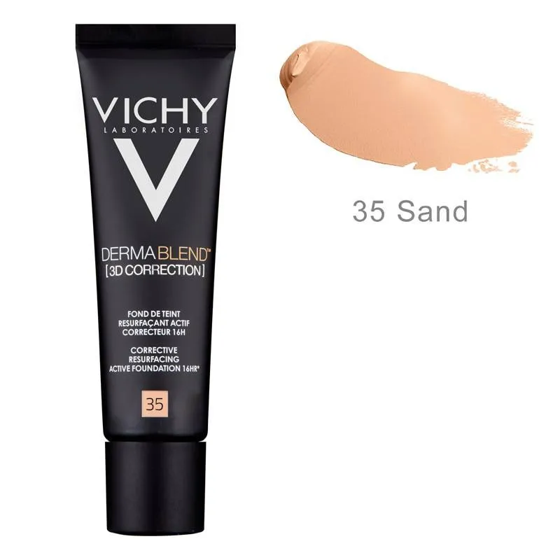 Fond de ten corector cu actiune de nivelare 16h DermaBlend 3D Correction, Nuanta 35 Sand, 30 ml, Vichy