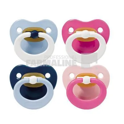 Baby Nova 23500 Suzete latex multicolore cu inel talie uni 0-18 luni 2 bucati