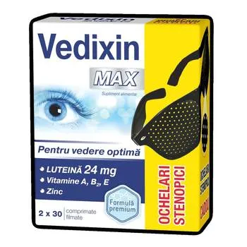 Pachet Vedixin Max 2 x 30 comprimate + Ochelari stenopici Gratuit, Zdrovit