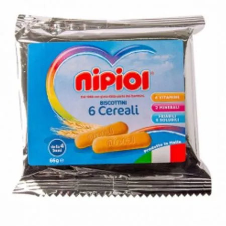 Biscuiti cu 6 cereale, 66g, Nipiol