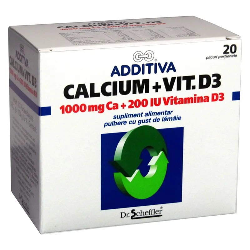 Additiva Calciu 1000 mg + D3 x 20 plicuri (Dr. Scheffler)