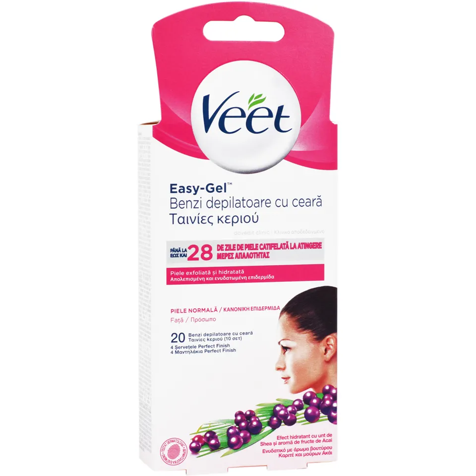 Benzi depilatoare cu ceara, 20 bucati, Veet