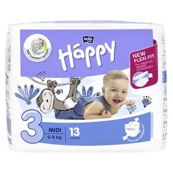 Scutece Happy Midi 5-9kg, 13 bucati, Bella Baby