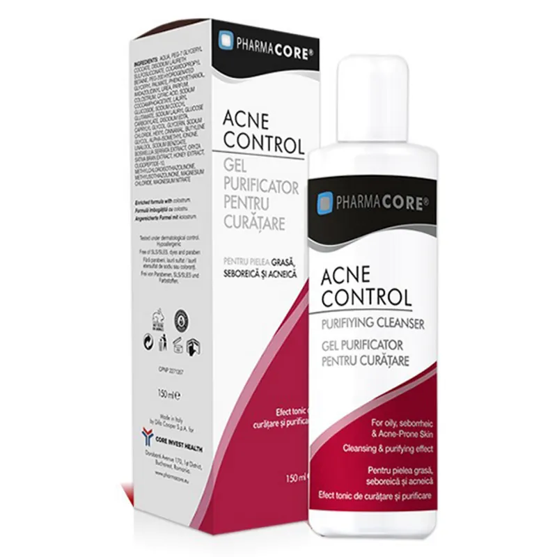 Gel purificator pentru curatare Acne Control, 150 ml, Pharmacore