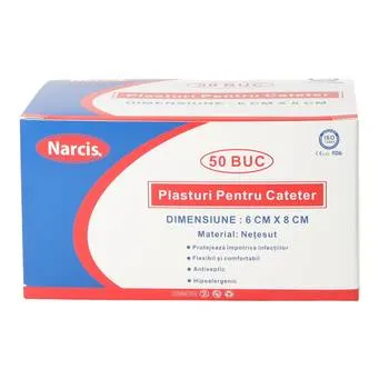 Plasturi pentru cateter 6cm x 8cm, 50 bucati, Narcis