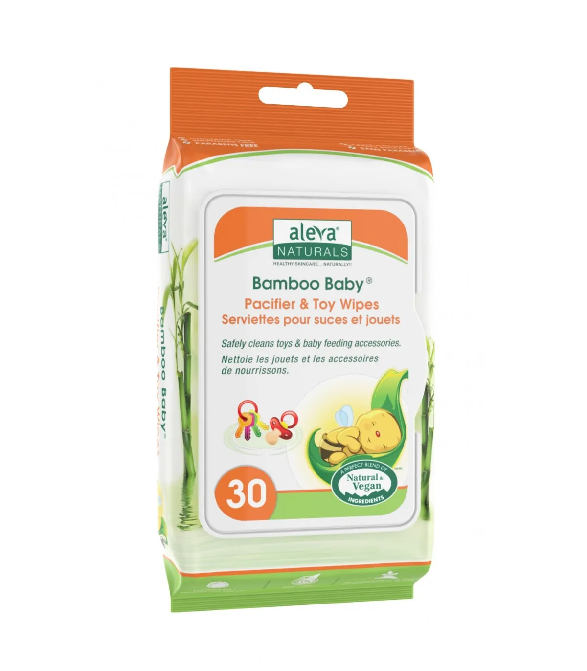 Aleva Naturals Servetele umede din fibre de bambus pentru curatat suzete si jucarii x 30 bucati