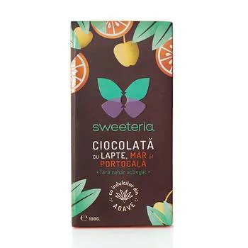 Ciocolata cu lapte + mar si portocala, 100g, Sweeteria