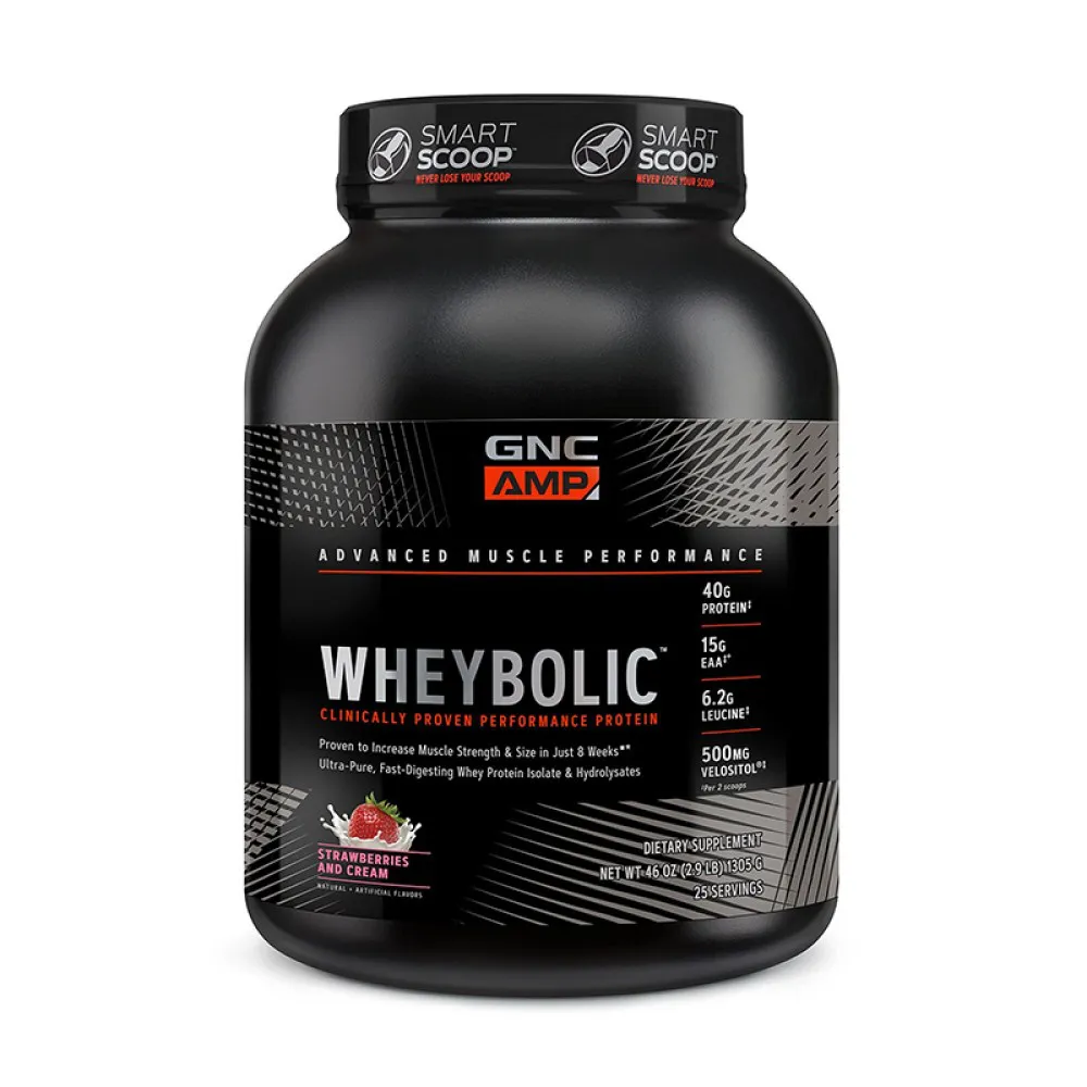 AMP Wheybolic Proteina din zer cu aroma de capsuni si frisca (1305 grame), GNC