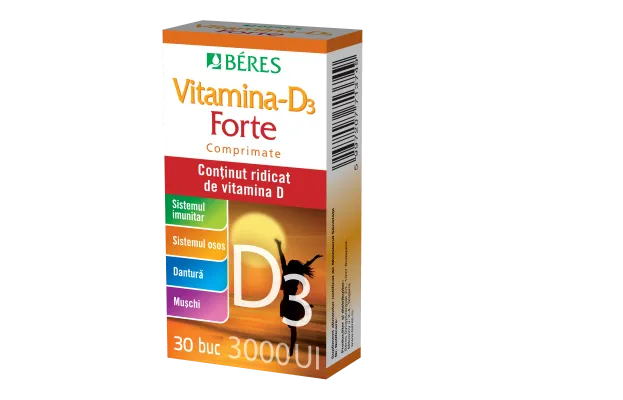 BERES VITAMINA D3 FORTE 3000 UI 30 CPR