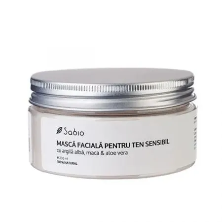 Masca faciala pentru ten sensibil cu argila alba, maca si aloe vera, 250 ml, Sabio