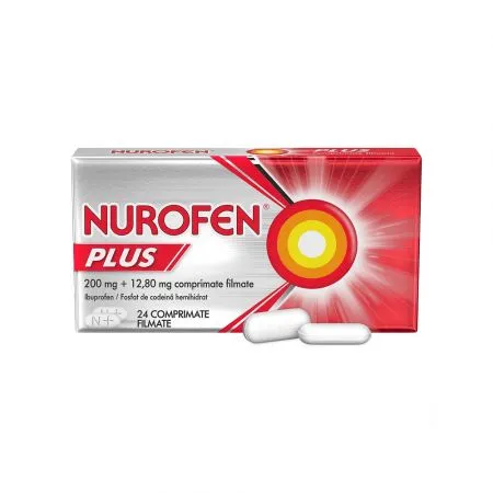 Nurofen Plus, 200 mg/ 12.80 mg, 24 comprimate filmate, Reckitt Benckiser Healthcare