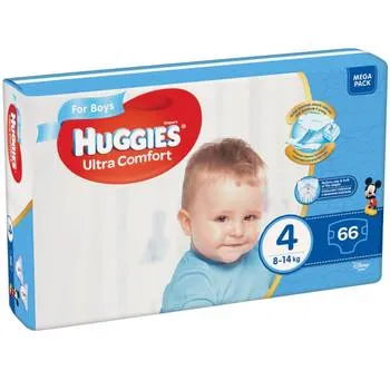 Scutece Ultra Comfort pentru baieti Nr. 4 8-14kg, 66 bucati, Huggies