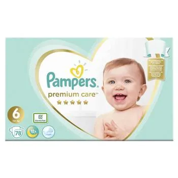 Scutece pentru copii Premium Care Mega Box, Marimea6, +13kg, 78bucati, Pampers