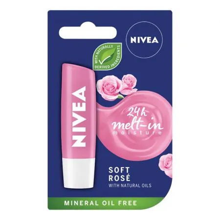 Balsam de buze Soft Rose, 4.8 g, Nivea