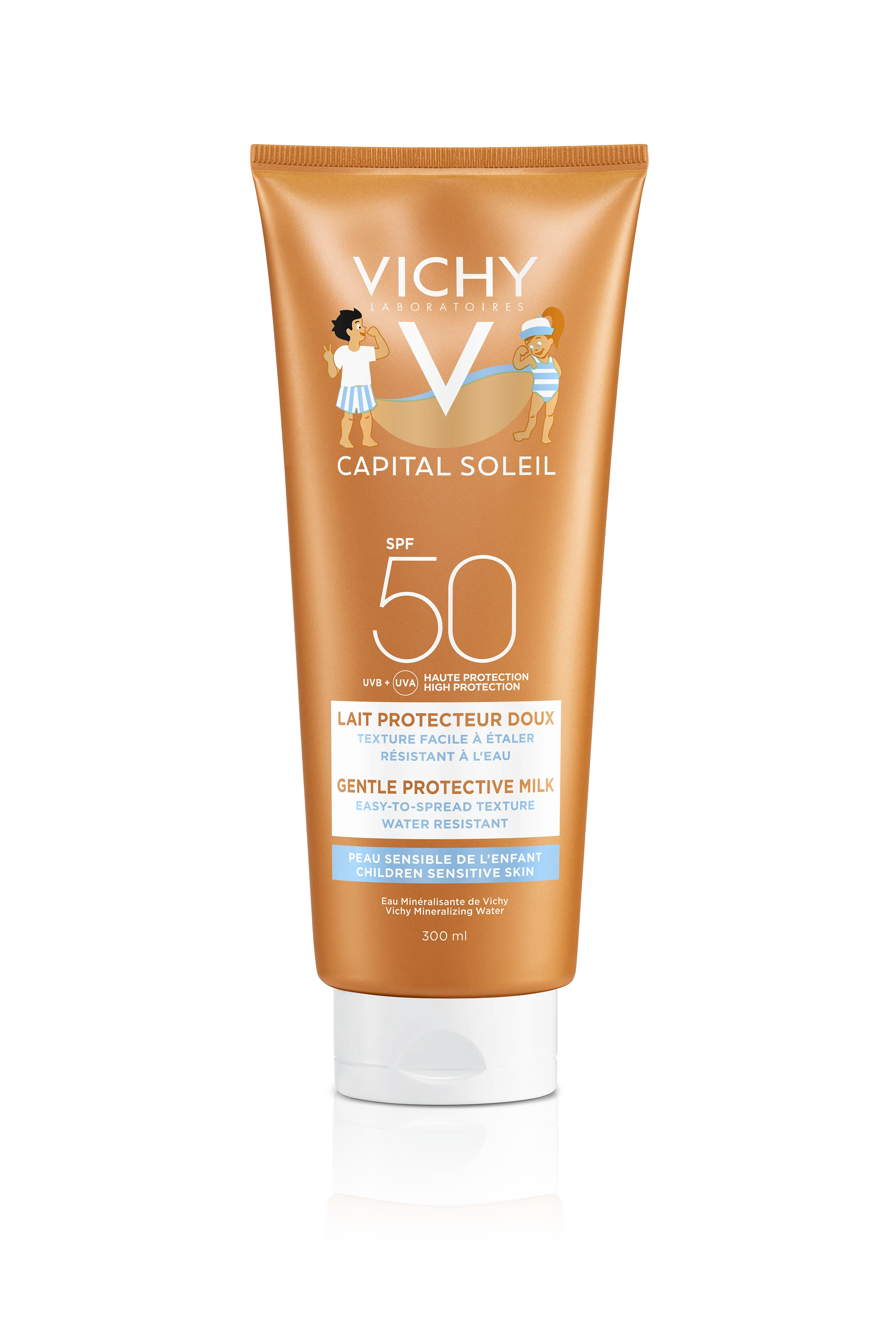 VICHY Ideal Soleil Lapte Fata & Corp pentru copii SPF50+, 300 ml