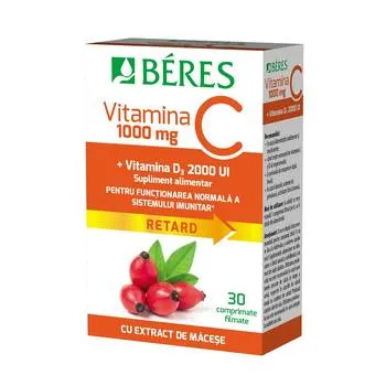 Vitamina C 1000mg + Vitamina D3 2000 UI, 30 comprimate, Beres