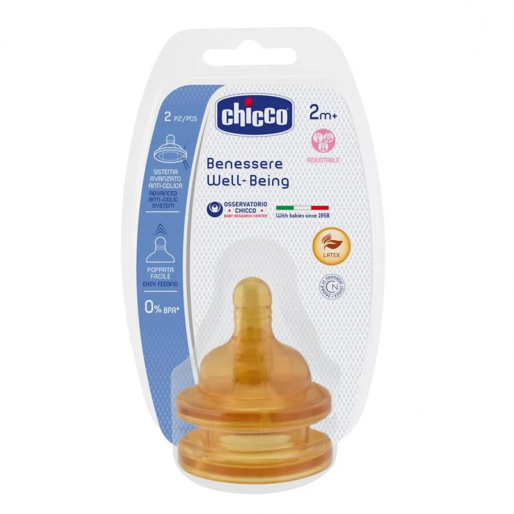 Tetina Chicco cauciuc PHYSIOLOGIC, 2buc, 2luni+