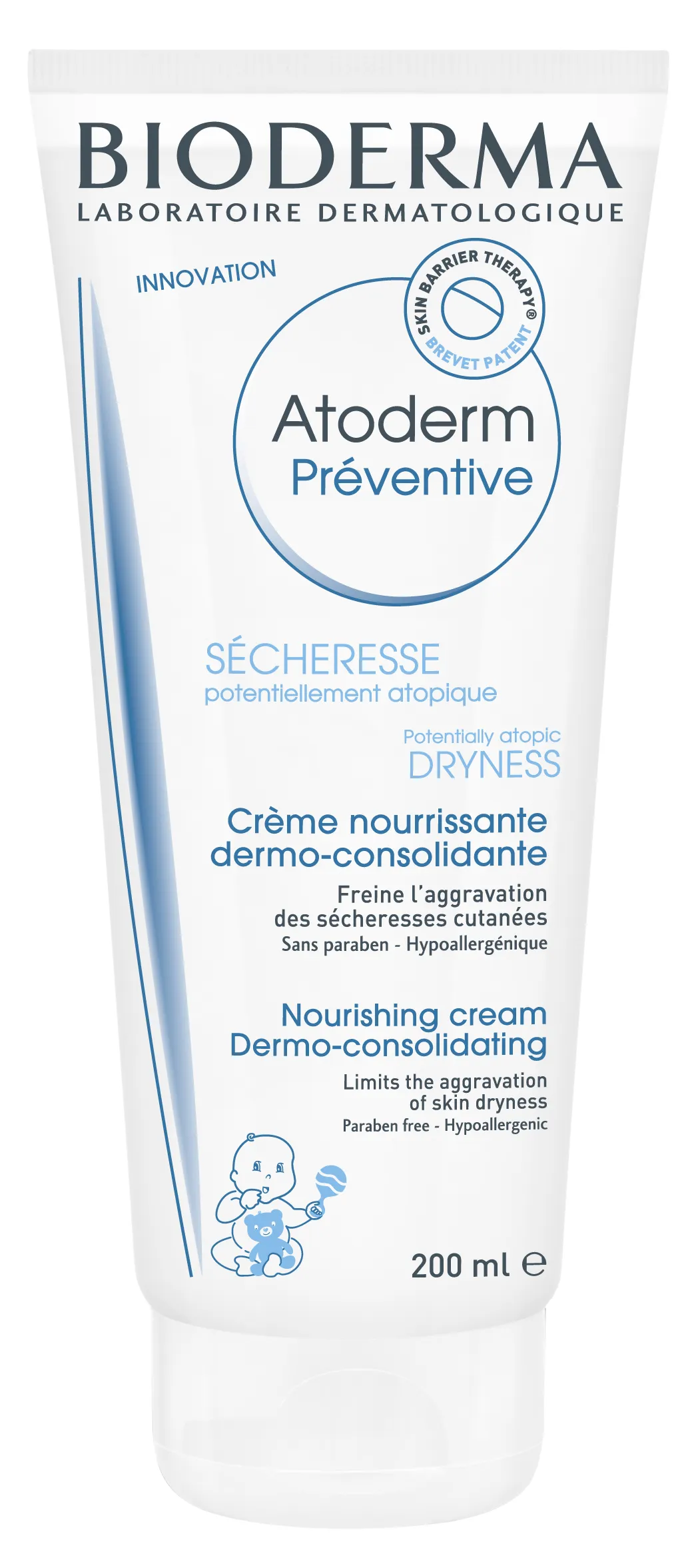 Cremă nutritivă pentru pielea uscată a copiilor Atoderm Preventive, 200 ml, Bioderma