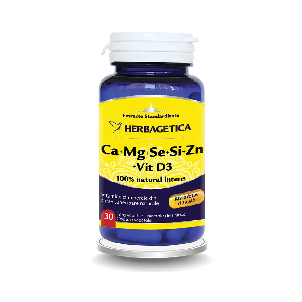 Ca+Mg+Se+Si+Zn cu D3 x 30 capsule