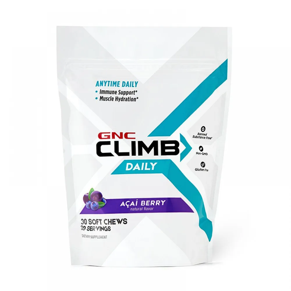 Climb Daily Caramele pentru suport imunitar si hidratare musculara cu aroma naturala de fructe acai (30 caramele), GNC