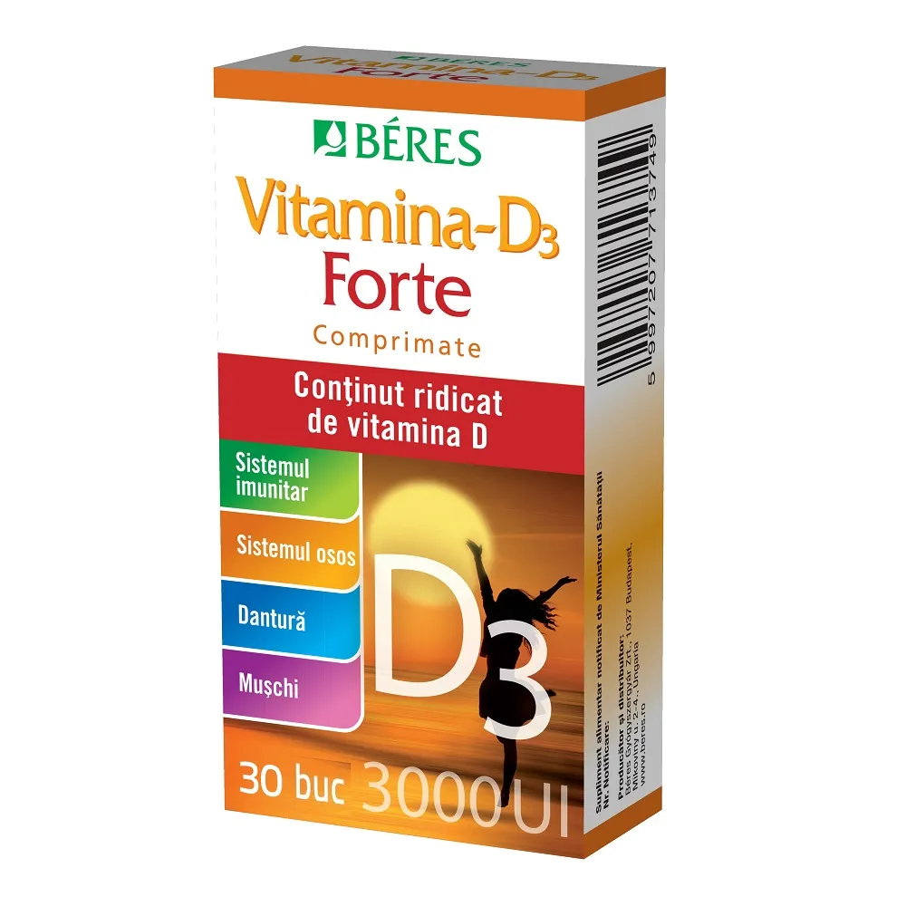 BERES VITAMINA D3 FORTE 3000UI X 30 CP