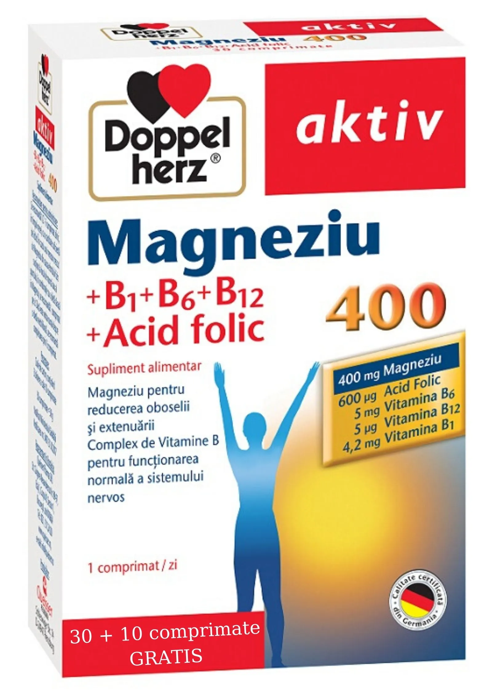 DOPPELHERZ AKTIV-MG400MG+B1+B6+B12+ACID FOLIC X 30+10 CPR  QUISSER PHARMA