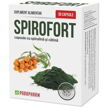 Spirofort cu spirulina si catina, 30 capsule, Parapharm