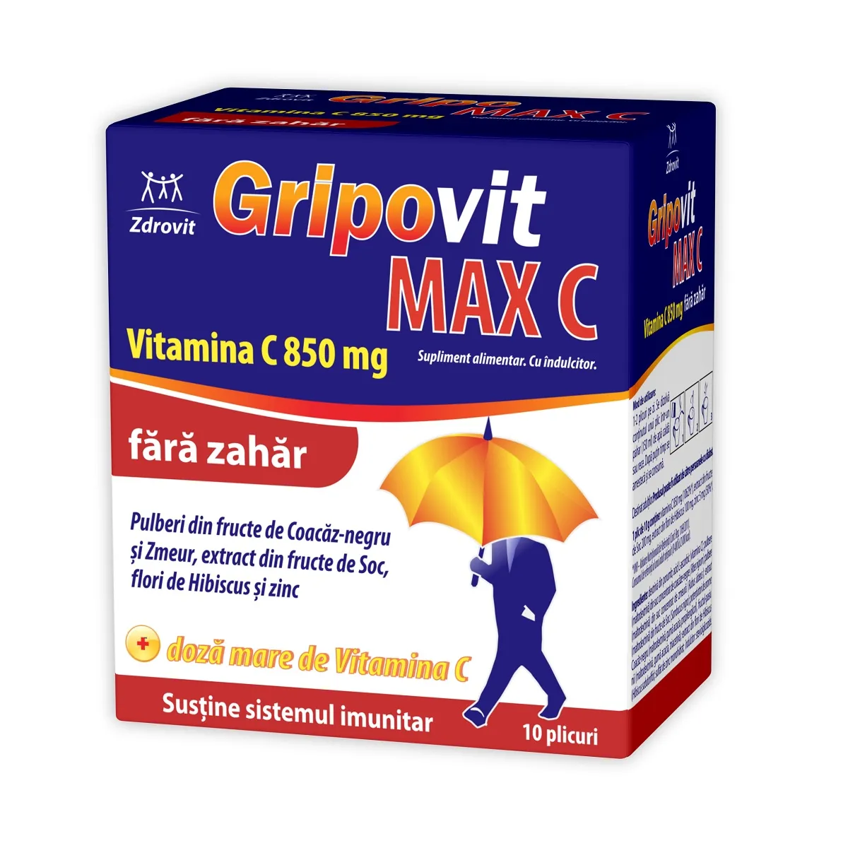 Zdrovit Gripovit Max C fara zahar x 10 plicuri