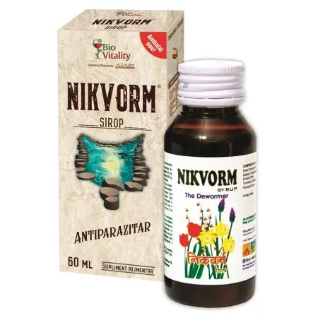 Nikvorm sirop pentru eliminarea parazitilor intestinali, 60 ml, Bio Vitality