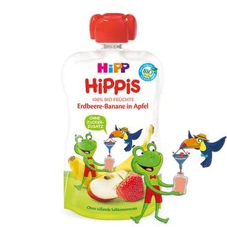 HIPP HIPPIES PIURE DE MAR, BANANA SI CAPSUNI 12L+ 100G