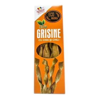 Grisine cu chia si chili Bio, 125g, Ecomania