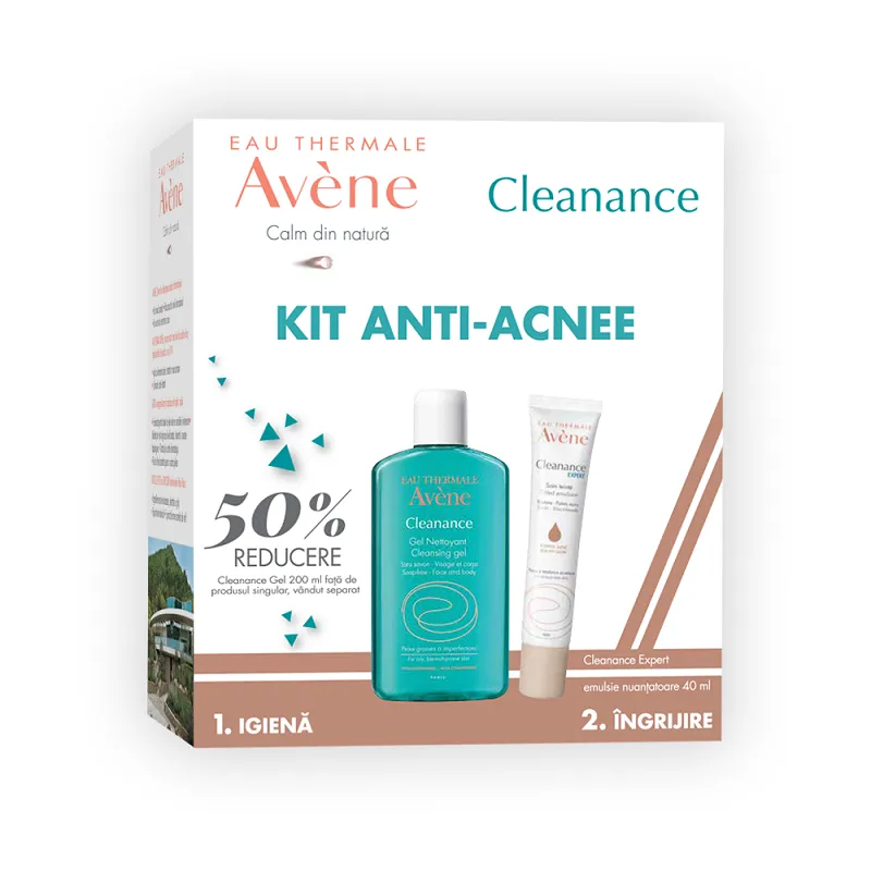 Avene Pachet Cleanance Expert Emulsie Nuantatoare 40ml + Cleanance Gel 200ml