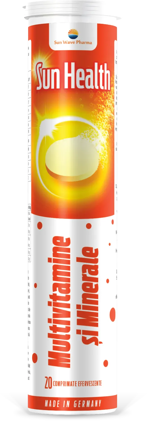 Multivitamine si minerale Sun Health efervescent, 20 comprimate, Sun Wave Pharma