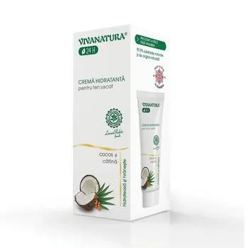 Crema de fata hidratanta pentru ten uscat cu cocos si catina, 75ml, VivaNatura