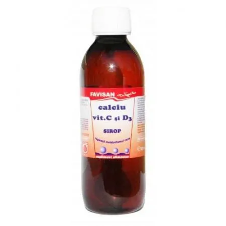 Sirop Calciu + vit C + D3, 250 ml, Favisan