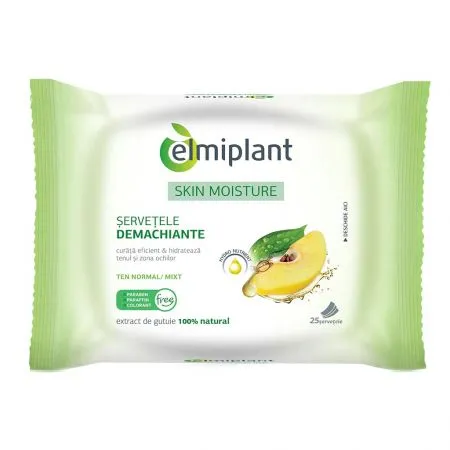 Servetele demachiante ten normal si mixt Skin Moisture, 25 bucati, Elmiplant