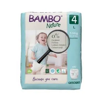 Scutece Ecolabel Pants Nr 4 pentru 7-12kg, 20 bucati, Bambo Nature